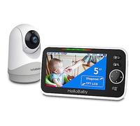 HelloBaby Moniteur avec caméra et audio, grand écran de 12,7 cm avec batterie de 3500 mAh, caméra à distance panoramique, conversation bidirectionnelle, mode ECO, vision nocturne automatique, portée