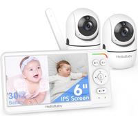 HelloBaby Moniteur Bébé Premier au Monde avec Écran IPS 6" et 2 Caméras | Batterie 3500mAh, Caméra motorisée Rot./Incl./Zoom, Audio/Vidéo, ECO, Audio Bidirectionnel, Vision Nocturne, Portable