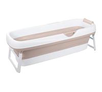 HelloBath® Baignoire Pliable XXL 156x60x48 cm pour Adultes | Baignoire Portable avec Appui-tête & Tuyau d’évacuation Extensible (3 m) | Mobile pour Douche & Extérieur | Sable