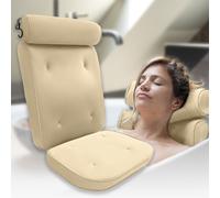 HelloBath® Coussin de baignoire pour la relaxation | coussin de nuque pour baignoire | Accessoires de bain Coussin de siège avec ventouses | Amovible réglable | Champagne