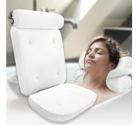 HelloBath® Coussin de bain pour la relaxation | coussin de nuque pour baignoire | oreiller | accessoires de bain Coussin d'assise avec ventouses | Amovible réglable Blanc