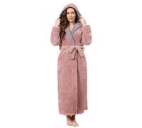 Hellomamma Peignoir à capuche en flanelle polaire de luxe pour femme - Pyjama chaud pour l'hiver - Rose - XL, Couleur : rose., XL