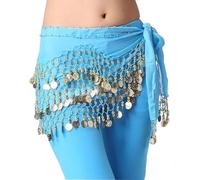 HelloOrient Ceinture de Danse Orientale Turquoise Femme Fille Foulard Danse du Ventre Echarpe Hanche Belly Dance à Sequins Déguisement Bellydance