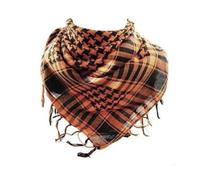HelloOrient Keffieh Palestinien Noir Orange Palestine 100cm x 100cm Tete Foulard de Tête Arabe Foulard Militaire Shemagh Keffiiyeh Tassel