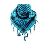 HelloOrient Keffieh Palestinien Noir Turquoise Palestine 100cm x 100cm Tete Foulard de Tête Arabe Foulard Militaire Shemagh Keffiiyeh Tassel