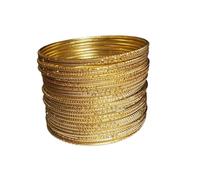 HelloOrient Lot de 24 Bracelets Indiens Bangles métal doré Bollywood pour Femme Indienne Bijoux Indiens Mariage