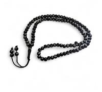 HelloOrient Tasbih Islam 99 Perles Noir et Argenté Petite Perles - Chapelet Musulman Long en Résine avec Motifs Religieux - Collier de Prière Tesbih Élégant pour Dhikr et Invocation - Sabha Islamique