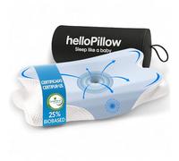 HelloPillow - Oreiller cervical et cou en mousse à mémoire de forme, oreiller orthopédique, oreiller ergonomique pour dormir sur le côté et la bouche haut, 60 x 35 x 8/12 cm (bleu)