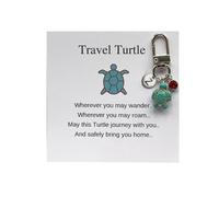 HELLORSO Porte-clés tortue de voyage fait à la main avec carte tortue de voyage, cadeau d'anniversaire pour amis, Z., taille unique