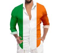 HELLORSOON Chemises De La Saint-Patrick pour Homme,St Patrick's Day Shirt HawaïEnne à Manches Courtes pour Homme Hommes T Shirt Chemise Homme Rouge Tee Shirt Homme Blanc