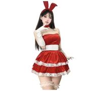 HELLORSOON Costume de Mère Noël, Déguisement Mère Noel deguisement pere noel adulte grande taille Mini Robe Saint Valentin costume pere adulte xl Robe Moche avec Jupe sans Bretelles pour Femmes