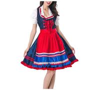 HELLORSOON Costume D'Oktoberfest Pour Femmes, Costume Bavarois Femme Allemande DéGuisement Femme - Trois PièCes: Robe, Chemisier Robe, Chemisier, Tablier Deguisement Chat Halloween