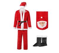 HELLORSOON Costume Pere Noel Ensemble, Deguisement Pere Noel Moto PièCes Costume Adulte Ensemble De Cosplay De Vacances PièCes NoëL Tenue Christmas Spectacle Cosplay