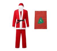 HELLORSOON Costume PèRe NoëL Grande Taille, Deguisement Pere Noel Homme Saint Nicolas NoëL Costume De Pere Noel Lumineux Chapeau avec Perruque Barbe Gants Ceinture Pantalon Bottes.