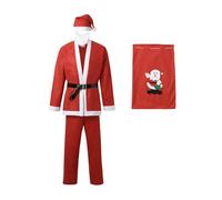 HELLORSOON Costume PèRe NoëL Grande Taille, Deguisement Pere Noel Moto Saint Nicolas NoëL Costume De Rouge Tenue pour Hommes pour Perruque De Perruque Glourses Barbe Couvre-Chaussures Board Couvr