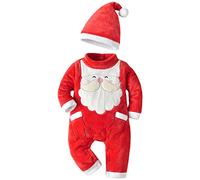 HELLORSOON Coton Bebe NoëL,Tenue Bebe Noel Noel Bebe Barboteuse Bebe Chapeau Une PièCe VêTements Manche Longue Motif Bebe Deguisement Ensemble Bebe Noel Bebe Garcon