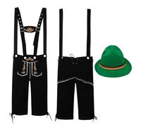 HELLORSOON DéGuisement Oktoberfest Homme, Costume Carnaval Adulte Pantalon Traditionnel En Cuir Pour Homme Pantalon Traditionnel, Chemise, Chapeau Taille S, M, L, XL