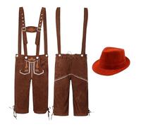 HELLORSOON DéGuisement Oktoberfest Homme, German Wear Traditionnelle Pantalon Avec Bretelles Allemand Bavarois Oktoberfest Homme Avec Culotte Bavaroise, Chemise Et Chapeau Taille M, L, XL, XXL