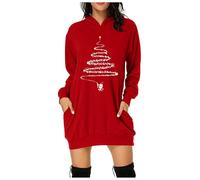 HELLORSOON Femmes Noel Robes Elegante Decontractee, Femme Robe SoiréE Vintage 1950'S Noel Imprimé Manches Longues avec Ceinture, Robe Costume Père Noël VêTements Deguisement Femme 1111 1111