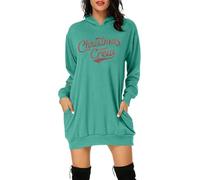 HELLORSOON Femmes Noel Robes Elegante Decontractee, Formelle Robe de Soirée Elément de Fête Impression Père Noël Laid Robe au Genou Costume Noël Longue 1111 1111