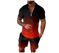 HELLORSOON Homme Ensemble Short + Tee Shirt à Manches Courtes Couleur Unie Chemise A Carreaux Homme éLéGant Ensemble De SurvêTement Jogging Gris Short Tee Shirt De Survetement Hiver