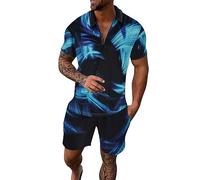 HELLORSOON Homme Survêtement, Short + T-Shirt à Manches Courtes Chemise Homme Blanche avec Epaulette Leggings De Gym, Fitness, Sport, Course à Pied Short De Sudation Ensemble Paris Tringle Vetement