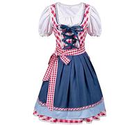 HELLORSOON Oktoberfest Costume Femme, Costume Bavarois Femme DéGuisement Bavaroise Robe Traditionnelle Pour 3 PièCes Dirndl Blouse Et Tablier DéGuisements Adultes Halloween