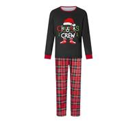 HELLORSOON Pyjama De Noel Pyjama Noel Famille À Manches Longues Et Col Rond, Imprimé Élan À Carreaux pour Femmes Hommes Enfants Et Bébés Rouge