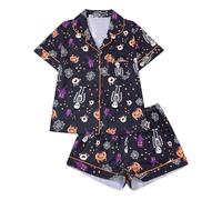 HELLORSOON Pyjama Halloween Femme Ensemble De Costume pour Femme avec Imprimé Halloween, Tenue DéContractéE 2 PièCes pour La Vie Quotidienne, Mode Confortable Toutes Les Quatre Saisons Pyjama