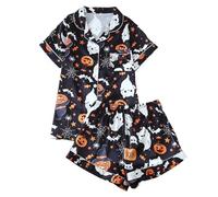 HELLORSOON Pyjama Halloween Femme Ensemble De Costume pour Femme avec Imprimé Halloween, Tenue DéContractéE 2 PièCes pour La Vie Quotidienne, Mode Confortable Toutes Les Quatre Saisons Pyjama