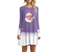 HELLORSOON Robe De Noel Femme Vintage Chic, Formelle Robe de Soirée Manches Longues Elément Fête A-Ligne pour Soirée Rockabilly Swing Rétro Costume Père Noël Grande Taille 1111 1111