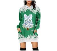 HELLORSOON Robes de Noel pour Femme, Femme Robe SoiréE Vintage 1950'S Noel Imprimé Manches Longues avec Ceinture, Robe Costume Père Noël Père Noël Déguisement 1111 1111
