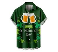 HELLORSOON St Patricks Day Top Homme,ÉTé T-Shirt Homme Femme St. Patrick's Day Imprimé TrèFle Haut Manches Courtes Revers Chemises Chemise Homme Blanche Manche Longue Shirt Homme Long