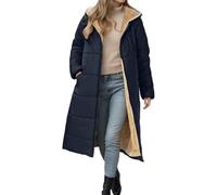 HELLORSOON Trench Coat Femme, Manteau Couleur Unie 2025 ZippéE Jacket Doudoune Femme Grande Taille Veste Noire Veste Fausse Fourrure Fermeture éClair, Long, Femmes