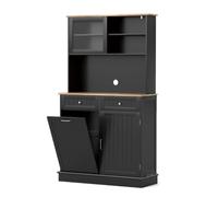 Helloshop26 Armoire à Double Poubelle inclinable 100 x 34 x 172 cm avec clapier de Rangement Multifonctionnel Moderne en MDF Noir 20_0017483