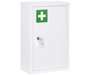 Helloshop26 Armoire à Pharmacie Murale 30 x 14 x 46 cm verrouillable 2 clés à 3 Niveaux Organisation Moderne épuré en Acier Blanc 21_0001936