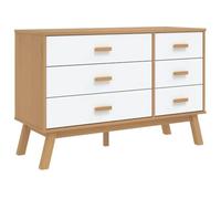 Helloshop26 Armoire à tiroirs scandinave 111 x 42 x 73,5 cm Grand Espace de Rangement Finition Mate en Bois de pin Blanc 02_0047359