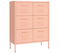 Helloshop26 Armoire à tiroirs spacieuse Rose 80 x 35 x 101,5 cm avec 6 tiroirs ergonomiques en Acier Rose 02_0046839
