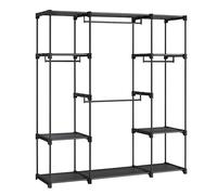 Helloshop26 Armoire autoportante 112 x 43 x 165 cm penderie Pliable avec Barre de Suspension Porte-vêtements Organiseur de Stockage vestiaire chambresalle d’étude Stable Noir 12_0003965