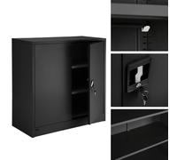 Helloshop26 Armoire de Bureau verrouillable dotée de 2 étagères. Meuble 3 Niveaux Noir 08_0000380