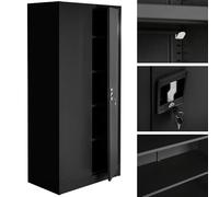Helloshop26 Armoire de Bureau verrouillable dotée de 4 étagères Meuble 5 Niveaux Noir 08_0000384