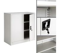 Helloshop26 Armoire de Bureau verrouillable métallique étagère Meuble 3 Niveaux Gris 08_0000378