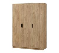 Helloshop26 Armoire de Chambre Garde-Robe Moderne Meuble de Rangement Intemporel 1 penderie 4 étagères MDF 176 x 120 x 52 cm Effet chêne 03_0006371
