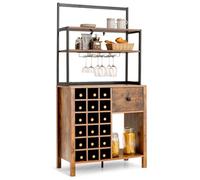 Helloshop26 Armoire de Cuisine autoportante avec casier à vin et tiroir Support de Bar à 4 Niveaux 74 x 40 x 160 cm avec Support de Verre à vin café 20_0007690