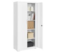 Helloshop26 Armoire de Rangement en Acier Placard de Bureau à 5 Niveaux 40 x 80 x 180 cm Double Porte Meuble de Rangement pour Garage Bureau Robuste Gris 12_0003984
