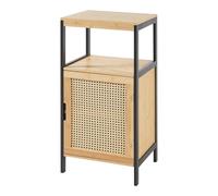 Helloshop26 Armoire étagère 80 x 40 x 35 cm Meuble de Rangement de Salle de Bain MDF Bambou rotin Beige 03_0008886