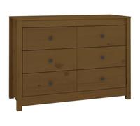 Helloshop26 Armoire latérale Bois de pin Massif Rangement Pratique 100 x 40 x 72 cm Style Rustique en Bois Marron Miel 02_0048459