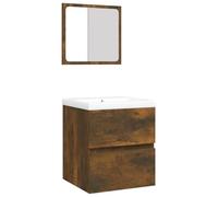 Helloshop26 Armoire lavabo 41 x 38,5 x 45 cm de Salle de Bain et Bassin et Miroir chêne fumé 02_0006643