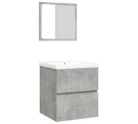 Helloshop26 Armoire lavabo de Salle de Bain et Bassin et Miroir Gris béton 02_0006644