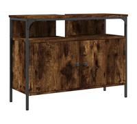 Helloshop26 Armoire lavabo Salle de Bain compacte 80 x 30 x 60 cm avec Grand Espace de Rangement Design en Bois d'ingénierie chêne fumé 02_0049439